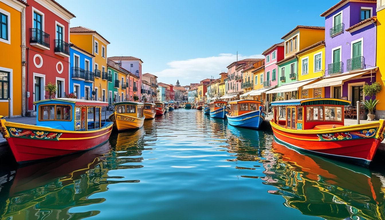 découvrez aveiro, surnommée la petite venise portugaise : balade en moliceiro, canaux romantiques et charme authentique du portugal. idéal pour une escapade inoubliable !