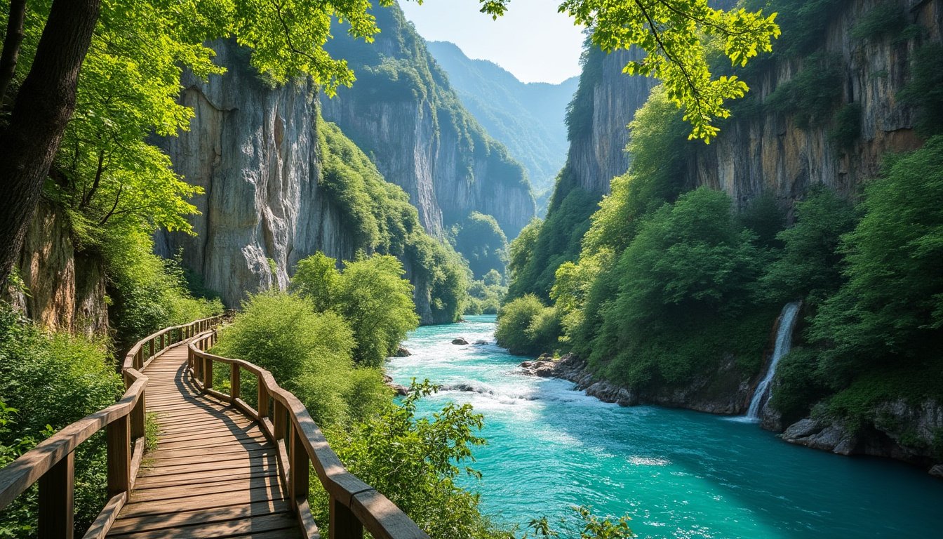 explorez la gorge de vintgar, un site naturel à couper le souffle en slovénie. découvrez ses passerelles pittoresques, ses cascades et son cadre verdoyant, parfait pour une aventure en pleine nature.