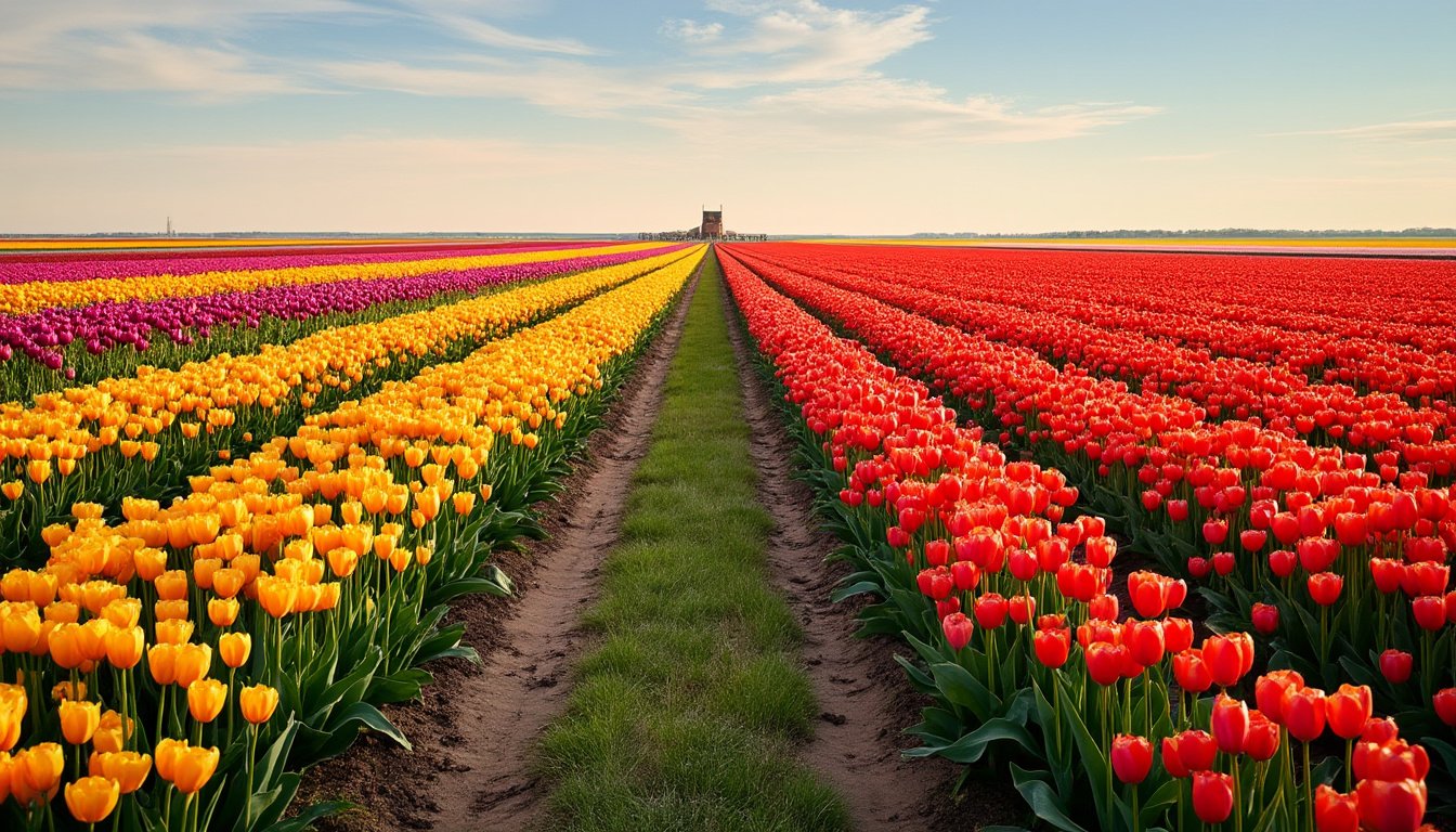 partez à la découverte des magnifiques champs de fleurs en hollande : des paysages colorés, des tulipes emblématiques et une expérience inoubliable au cœur de la nature néerlandaise !