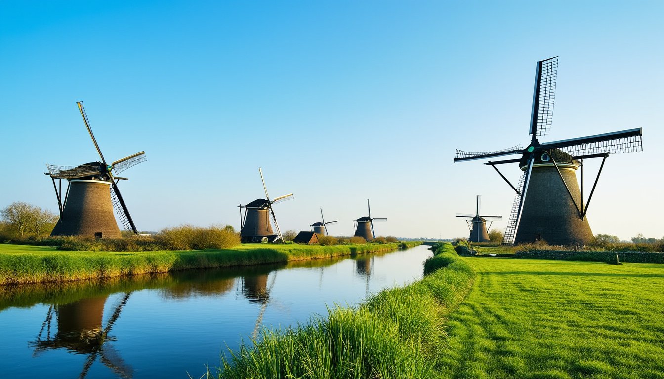 découvrez kinderdijk et ses célèbres moulins à vent, véritable carte postale de la hollande. un site classé à l’unesco, idéal pour une escapade authentique au cœur des paysages néerlandais.